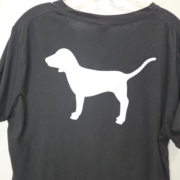Victorias Secret Pink Black T Shirt White Dog Logo Pocket Womens L Short Sleeve - Picture 3 of 10